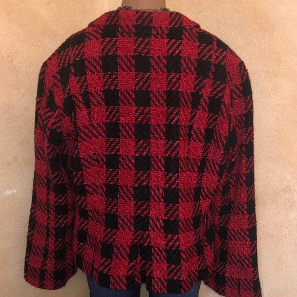 Coldwater Creek Blazer Jacket Red Black Plaid 16 - Picture 4 of 4
